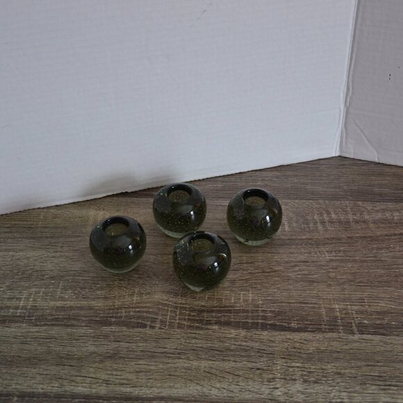 Vtg Smokey Glass Candle Holders With Controlled Bubbles - Picture 6 of 8